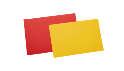 Red and Yellow Rectangular Cards Isolated on Transparent Background