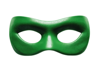 Emerald vigilante disguise crafted from refined artisan material casting enigmatic shadow