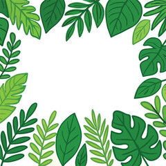 "Tropical Green Leaf Frame Border Nature Plant Decoration Vector"