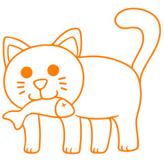 orange outline cat illustration