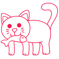 red outline cat illustration