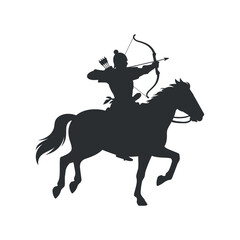 Archer on Horseback Silhouette A Dynamic Image of Ancient Warfare on a Transparent Background for Design Projects