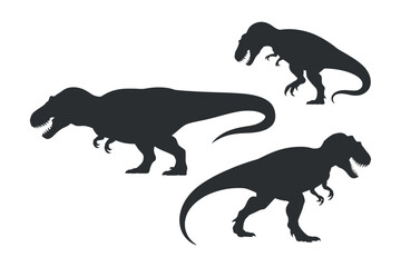 Tyrannosaurus Rex Silhouettes Collection Prehistoric Predator Dinosaur Extinct Reptile Jurassic Era Animal Kingdom