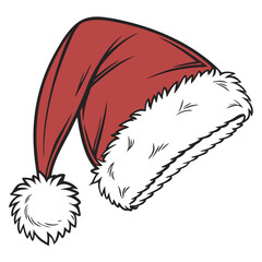 Red Santa Claus Hat with Fur Trim Pom christmas