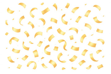 Golden confetti falling on transparent background, adding a touch of elegance and festivity to various design projects