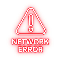 Network Error Neon Warning Sign, Internet Disconnect Alert, Connectivity Problem, Isolated Transparent Background PNG