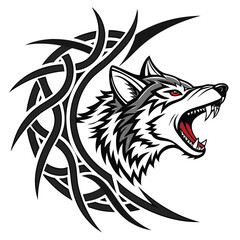 Tribal Wolf Head Illustration | Fierce and Intense Animal Design