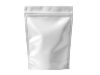 White Stand Up Pouch With Zipper Closure packaging isolated on a transparent background