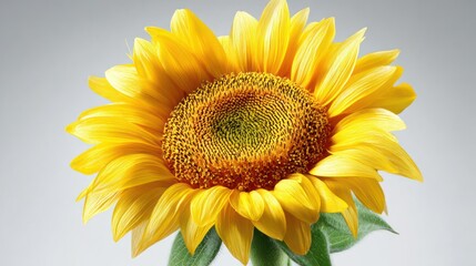 Fototapeta premium Bright yellow sunflower in full bloom against soft, hazy background