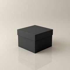 Naklejka premium Elegant black gift box mockup, perfect for showcasing product design and branding, ready for your creative vision