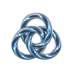 Dynamic 3D trefoil knot with glowing blue lines, symbolizing secure data, complex networks, and digital solutions for technology, finance, and futuristic concepts,