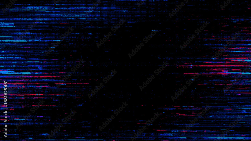 Aufkleber glitch background vector with horizontal blue and red lines. abstract digital noise effect. technolo