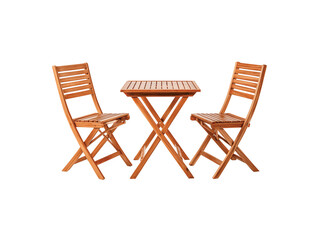  Folding wooden garden furniture set with table and chair isolated on transparent White background png
