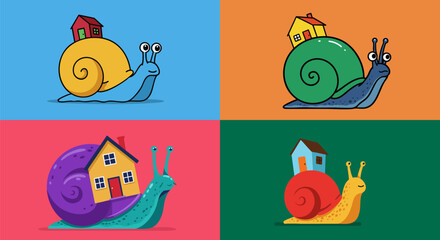 vector illustration of a House on snail