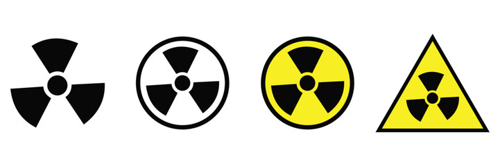 Fototapeta premium Nuclear Radiation Icons Set – Yellow Warning, Hazard Symbols and Radioactive Danger Vector Collection