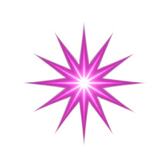Radiant magenta glow starburst ideal for awards, festive event invitations, sales promotions, or adding sparkle to holiday designs like Christmas, isolated on white & transparent background.