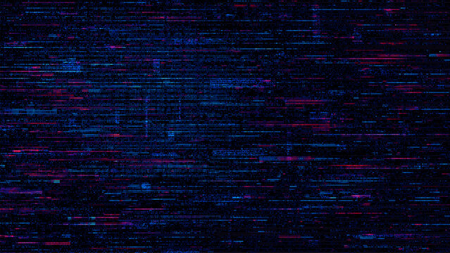 Glitch background vector abstract. Digital data distortion effect. Horizontal lines and dots creating futuristic tech patterns.