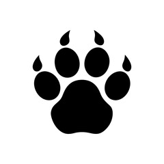 Bear paw print logo strong animal footprint symbol vector icon set isolated on white background