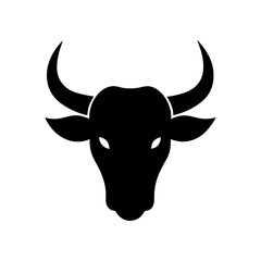Bull horns glyph icon strong farm animal silhouette vector design isolated on white background