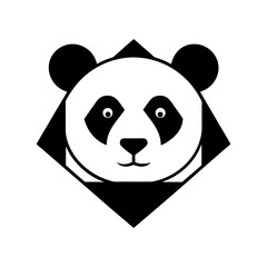 Creative panda logo with face simplified into geometric abstract modern animal design vector