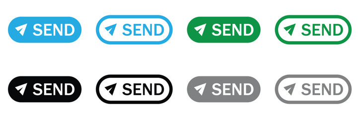 Send Button Icons Set – Red Message and Mail Symbol Vector Collection
