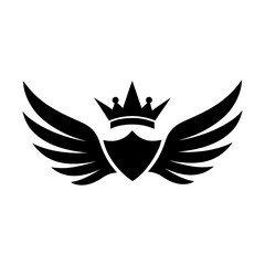 Obraz premium Crown with wings logo royal luxury emblem vector design isolated on white background simple style