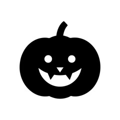 Cute pumpkin face icon with happy halloween smile silhouette vector isolated illustration