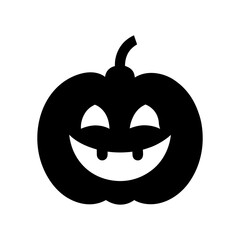 Minimal cute pumpkin face icon with halloween smile silhouette isolated vector illustration