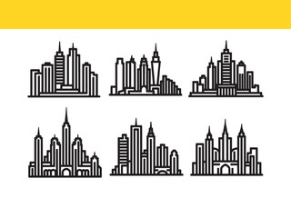 Fototapeta premium Abstract Cityscape Silhouette Collection Vector Illustration featuring Urban Skyline Designs and Modern Architecture Concept Set for Graphic Design and Branding Projects