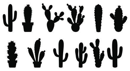 various cactus silhouettes arranged neatly in rows
