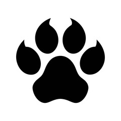 Minimal lion paw print wild animal symbol silhouette vector design isolated on white background © MD