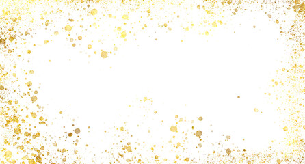 Gold Sparkle Splatter, Foil Frame, Glitter Dust, and Golden Brush Stroke on Transparent Background – Perfect for Celebration Designs	