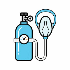 Oxygen Tank and Mask Illustration for Medical and Healthcare Purposes