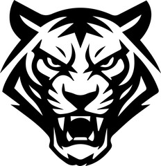 Black and White Tiger Head Vector Illustration