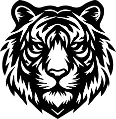 Black and White Tiger Head Vector Illustration