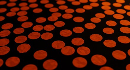 Captivating composition of striking orange circles scattered elegantly against a stark black