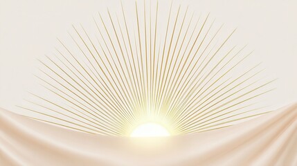 Radiant golden sunburst emerges from soft draped fabric, symbolizing hope and new beginnings.
