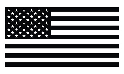 Minimalist Monochrome USA Flag Illustration with Black and White Stripes