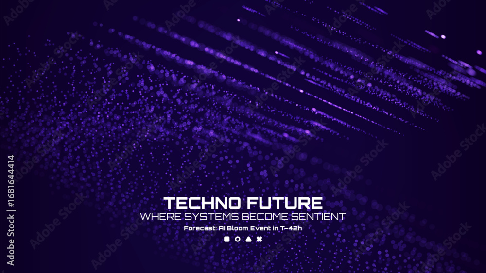 Aufkleber abstract purple particle background. digital space and flow for modern technology and futuristic con