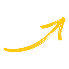 Yellow Upward Arrow Brush Stroke Icon for Growth and Success