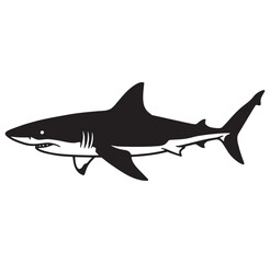 Obraz premium Silhouette of a powerful shark depicted in bold black and white for design purposes