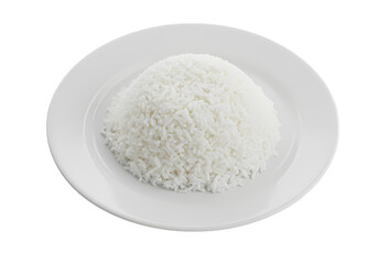 Cooked White Rice on Plate: Perfect for Culinary and Food Blogs
