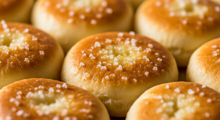 A Close Up of Freshly Baked Japanese Salt Bread Rolls