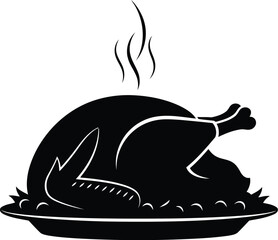 Deliciously roasted whole chicken served hot on a platter with steam rising artistically vector