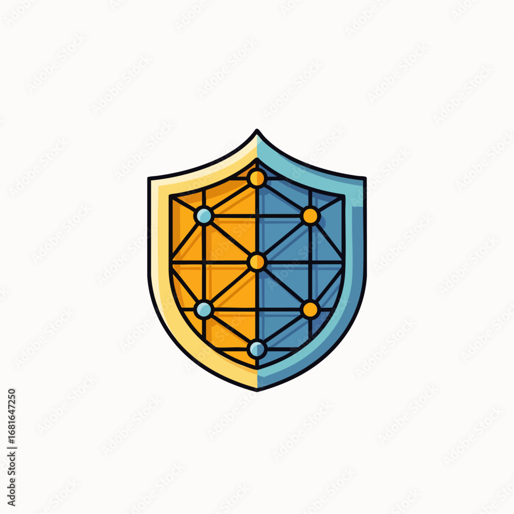 Poster this vibrant icon illustrates a modern shield, symbolizing robust digital security and data protecti