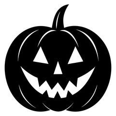 Black halloween pumpkin carved face jack o lantern