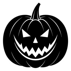Black silhouette carved halloween pumpkin jack o lantern