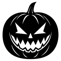 Black silhouette carved halloween pumpkin face jack o lantern