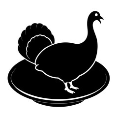 Black turkey silhouette on platter thanksgiving bird