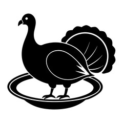 Black turkey silhouette on platter thanksgiving food